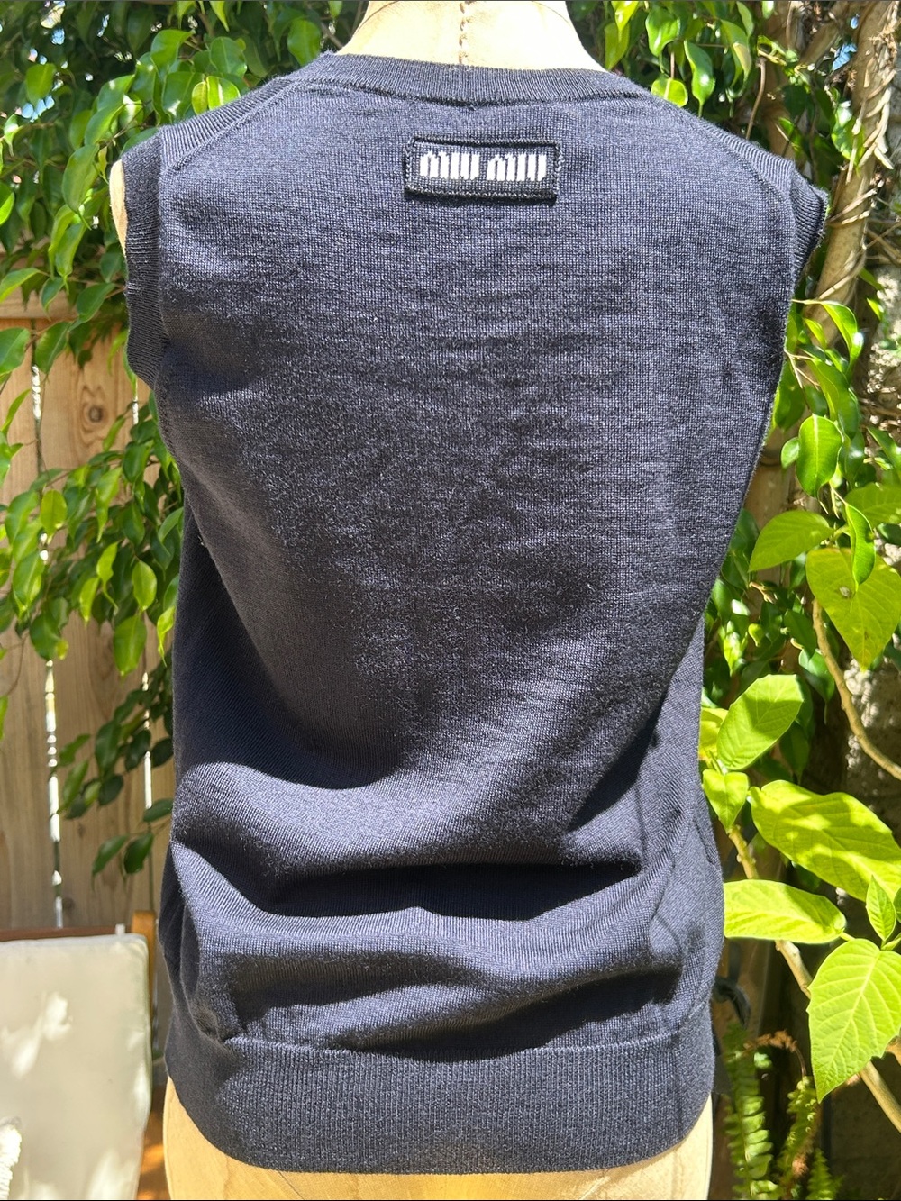 Miu Miu Navy Sleeveless Knit Top